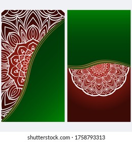 Design Vintage Cards With Floral Mandala Pattern And Ornaments. Vector Illustatration. The Front And Rear Side.