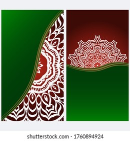Design Vintage Cards With Floral Mandala Pattern And Ornaments. Vector Illustatration. The Front And Rear Side.