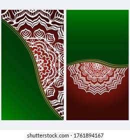 Design Vintage Cards With Floral Mandala Pattern And Ornaments. Vector Illustatration. The Front And Rear Side.