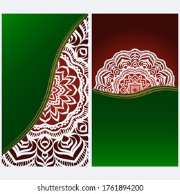 Design Vintage Cards With Floral Mandala Pattern And Ornaments. Vector Illustatration. The Front And Rear Side.
