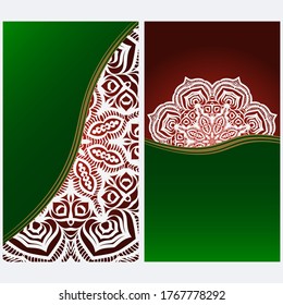 Design Vintage Cards With Floral Mandala Pattern And Ornaments. Vector Illustatration. The Front And Rear Side.