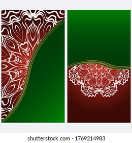 Design Vintage Cards With Floral Mandala Pattern And Ornaments. Vector Illustatration. The Front And Rear Side.