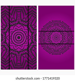 Design Vintage cards with Floral mandala pattern and ornaments. Vector template.