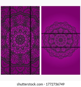 Design Vintage cards with Floral mandala pattern and ornaments. Vector template.