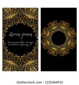 Design Vintage cards with frame Floral mandala pattern and ornaments. Vector template. Islam, Arabic, Indian, Mexican ottoman motifs. Hand drawn background.