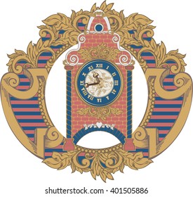 Design of Vintage clock. vector illustration, everything in separate layers