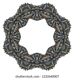 Design Vintage with frame Floral mandala pattern and ornaments. Vector template. Islam, Arabic, Indian, Mexican ottoman motifs. Hand drawn background.