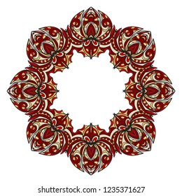 Design Vintage with frame Floral mandala pattern and ornaments. Vector template. Islam, Arabic, Indian, Mexican ottoman motifs. Hand drawn background.