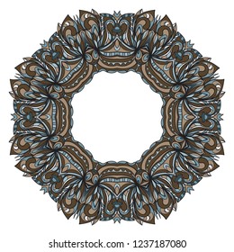 Design Vintage with frame Floral mandala pattern and ornaments. Vector template. Islam, Arabic, Indian, Mexican ottoman motifs. Hand drawn background.