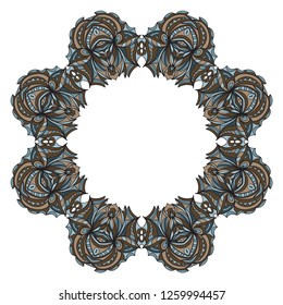 Design Vintage with frame Floral mandala pattern and ornaments. Vector template. Islam, Arabic, Indian, Mexican ottoman motifs. Hand drawn background.