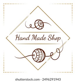 Design a vintage logo for a handmade shop with decorative boho style beads, keeping it classic and stylish, embodying a vintage aesthetic