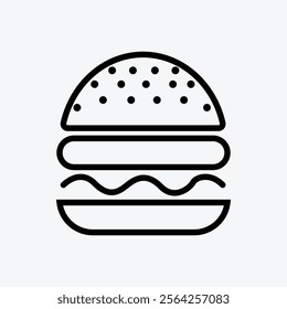 A design for a visual symbol (logo or icon) representing a burger or hamburger.