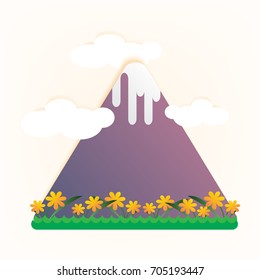 Design volcanic scenery like a colorful paper.