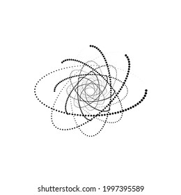 Design vortex dots backdrop. Abstract monochrome background. Vector-art illustration. No gradient