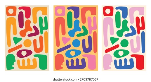 Design arte de parede forma abstrata retro bold vibrante exclusivo