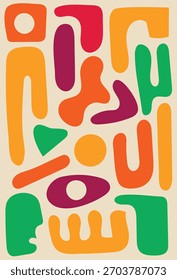 Diseño de arte de pared forma abstracta retro audaz vibrante único