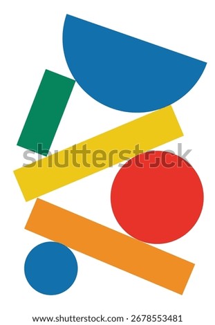 Design wall art bauhaus stack circle and rectangle unique abstract bold