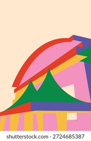 Diseño de arte de pared construcción audaz vibrante colorido único
