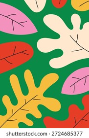Diseño de la pared de arte de la hoja audaz vibrante único abstracto