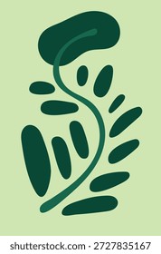 Design wall art leaf green unique abstract