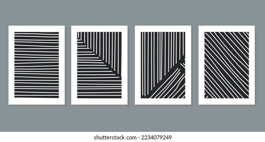 Design for wall framed prints, canvas prints, poster, home decor, cover, wallpaper. Modern abstract arts vector collection. Soft tones hand drawn line organic shape art. Round rectangular line version