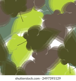 For the design of the wallpaper or fabric, vintage style. Palm leaves in line art, grunge silhouette seamless pattern. 
