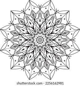 Design for a wallpaper Paint shirt and tile Sticker Design, Decorative circle ornament in ethnic oriental style.Vector abstract mandala pattern. Art on the wall. Coloring book Lace pattern The tattoo