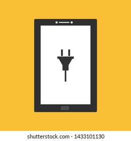 design warning charging smartphone. flat illustration of Power plug vector icon for web