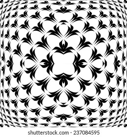 Design warped convex monochrome pattern. Abstract geometrical background. Vector art