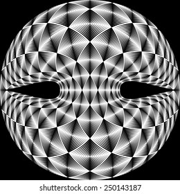 Design warped diamond trellised backdrop. Abstract geometric monochrome element. Vector-ar illustration. No gradient