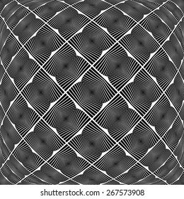 Design warped monochrome geometric pattern. Abstract textured background. Vector art. No gradient