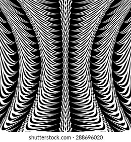 Design warped monochrome vertical pattern. Abstract textured background. Vector art
