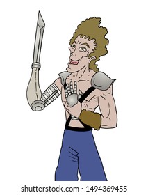 Design of warrior with knife instead of hand