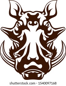 Design of Warthog Head Tribal Tattoo Style