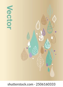 design water drop leaf elements pattern decoration draw 