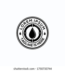 Design water drop logo and pipe in badge style.