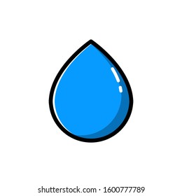 The design of the water droplets is blue, using a flat design style