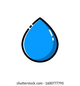 The design of the water droplets is blue, using a flat design style