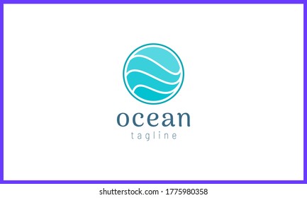 Design a water wave logo in an abstract circle