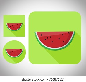 the design of a watermelon flat icon with a shadow, and a set.