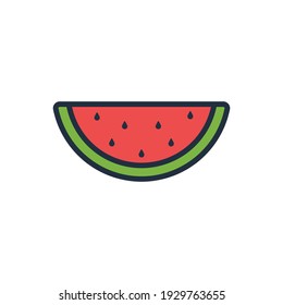 The design of the watermelon fruit and vegetables flat icon vector illustration, this vector is suitable for icons, logos, illustrations, stickers, books, covers, etc.