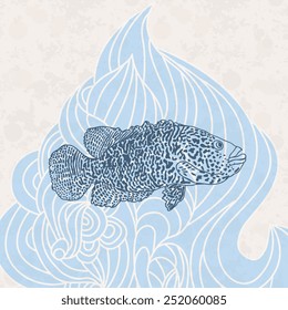 Design with a wave and fish.