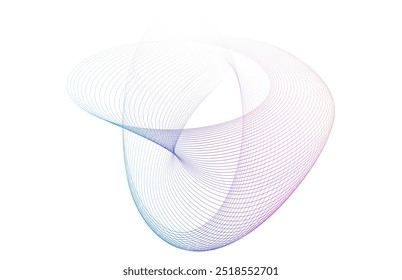 Elementos de diseño. Ola de muchas líneas púrpuras círculo anillo. Vertical Abstractas rayas onduladas sobre fondo blanco aislado. Ilustración vectorial EPS 10