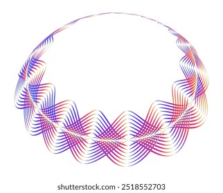Elementos de diseño. Ola de muchas líneas púrpuras círculo anillo. Vertical Abstractas rayas onduladas sobre fondo blanco aislado. Ilustración vectorial EPS 10