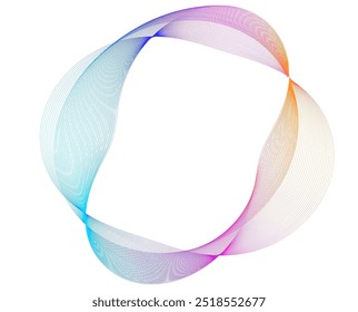 Elementos de design. Onda de muitas linhas roxas anel círculo. Listras onduladas verticais abstratas sobre fundo branco isolado. Ilustração vetorial EPS 10