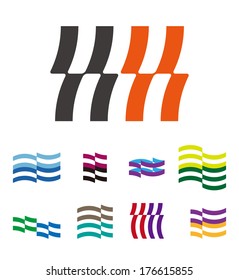 Design wave lines logo element. Abstract stripe vector template set. "k", "h", "m", "n","s", letters icon set. You can use in the hotel, financial, media,chemistry, spa and pool concept of pattern. 