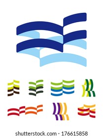 Design wave lines logo element. Abstract stripe vector template set. "k", "h", "m", "v" letters icon set. You can use in the hotel, financial, science, media, spa and pool concept of pattern. 