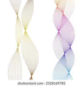 Elementos de design. Onda de muitas linhas cintilantes. Forma ondulada de brilho de círculo abstrato em um plano de fundo branco isolado. Ilustração de vetor EPS 10 art deco estilo para convite de casamento