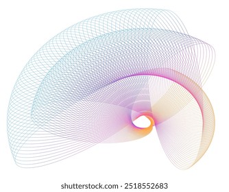 Elementos de design. Onda de muitas linhas roxas anel círculo. Listras onduladas verticais abstratas sobre fundo branco isolado. Ilustração vetorial EPS 10