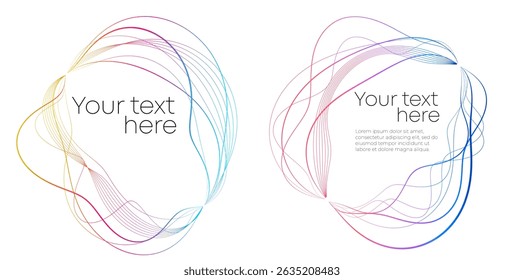 Design Wave Lines, spiral geometric for Colorful Glowing Abstract Frame for Gift Cards, Holiday Invitations, Celebration Posters, and Festive Event Branding. For Banner, Web-design, Brochure, Package